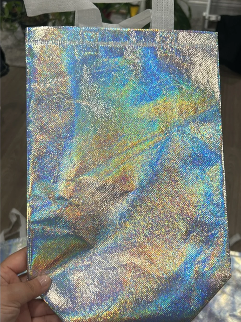 Kids Holographic Tote Bag - Iridescent Silver